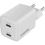 Canyon CU35CC, vysokorýchlostná nabíjačka, 2x USB-C 35W, biela