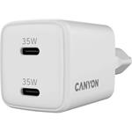 Canyon CU35CC, vysokorýchlostná nabíjačka, 2x USB-C 35W, biela