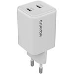 Canyon CU45CC, vysokorýchlostná nabíjačka, 2x USB-C, 45W, biela