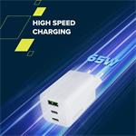 Canyon CU65ACC, vysokorýchlostná nabíjačka, 1x USB-C 65W, 1x USB-C 20W, 1x USB-A, 18W, biela