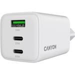 Canyon CU65ACC, vysokorýchlostná nabíjačka, 1x USB-C 65W, 1x USB-C 20W, 1x USB-A, 18W, biela