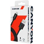 Canyon MFI-1, kábel USB/Lightning, M/M, 1.0m, prepojovací, čierny