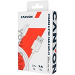 Canyon MFI-12, 2m PVC kábel Lightning/USB, 5V/2.4A, MFI schválený Apple, biely