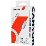 Canyon MFI-3, prémiový opletený kábel Lightning/USB, perleťovo biely