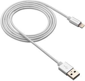 Canyon MFI-3, prémiový opletený kábel Lightning/USB, perleťovo biely