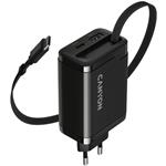 Canyon OnCharge 65RC, vysokorýchlostná univerzálna nabíjačka do steny, 65W, čierna
