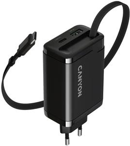 Canyon OnCharge 65RC, vysokorýchlostná univerzálna nabíjačka do steny, 65W, čierna