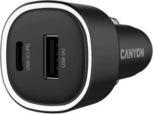 Canyon OnDrive 48, univerzálna autonabíjačka, 1x USB-C, 1x USB-A, rýchle nabíjanie, výkon 48 W