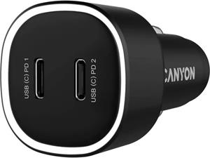 Canyon OnDrive 60, univerzálna autonabíjačka, 2x USB-C, rýchle nabíjanie, výkon 60 W