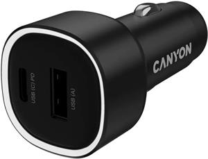Canyon OnDrive 85, univerzálna autonabíjačka, 1x USB-C, 1x USB-A, rýchle nabíjanie, výkon 85 W