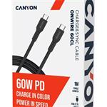 Canyon OnWire CCAP60CL, USB-C / USB-C, PD 60 W, čierny
