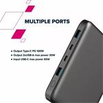 Canyon PB-2008, Powerbanka, Li-Pol, PD 100W, 20 000 mAh, tmavosivá
