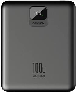 Canyon PB-2008, Powerbanka, Li-Pol, PD 100W, 20 000 mAh, tmavosivá, (rozbalené)