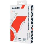 Canyon UC-42, 2 m kábel USB-C / USB-C, 48V/5A, výkon 240W EPR, 20GBPS, pre notebooky, E-mark čip, biely