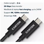 Canyon UC-42, kábel USB-C/USB-C, 240W, 2m, čierny
