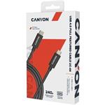 Canyon UC-44, 1 m kábel USB-C / USB-C, 48V/5A, výkon 240W EPR, 400GBPS, pre notebooky, E-mark čip, čierny