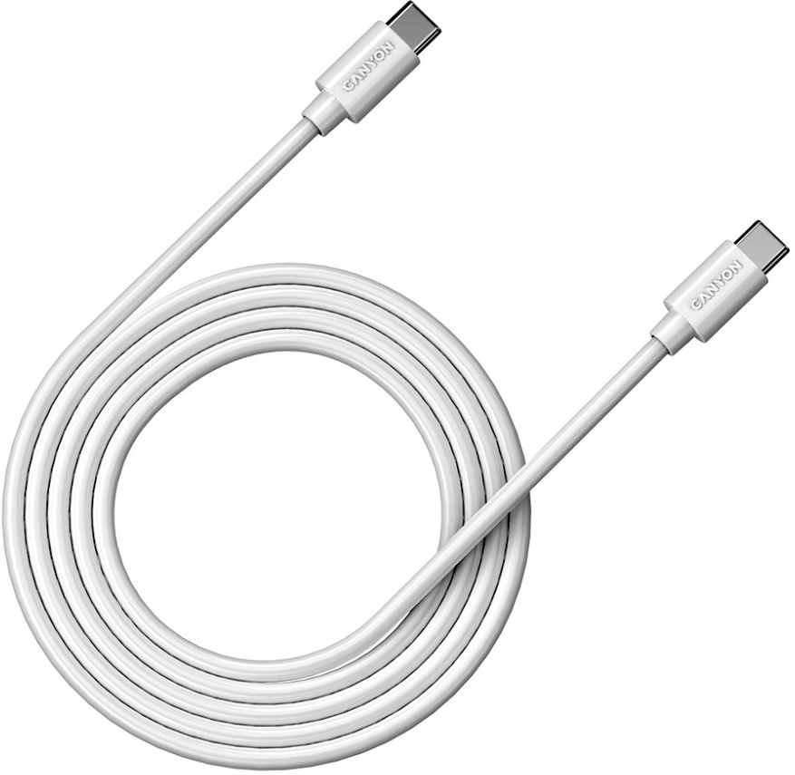 Canyon UC-9, 1.2m kábel USB-C / USB-C, 100W, biely, (rozbalené)