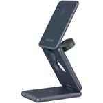 Canyon WCS-309, 3v1, bezdrôtová Qi nabíjacia stanica, sivá