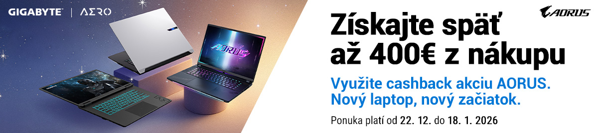 Cashback až do 400€ na nákupe herného notebooku GIGABYTE