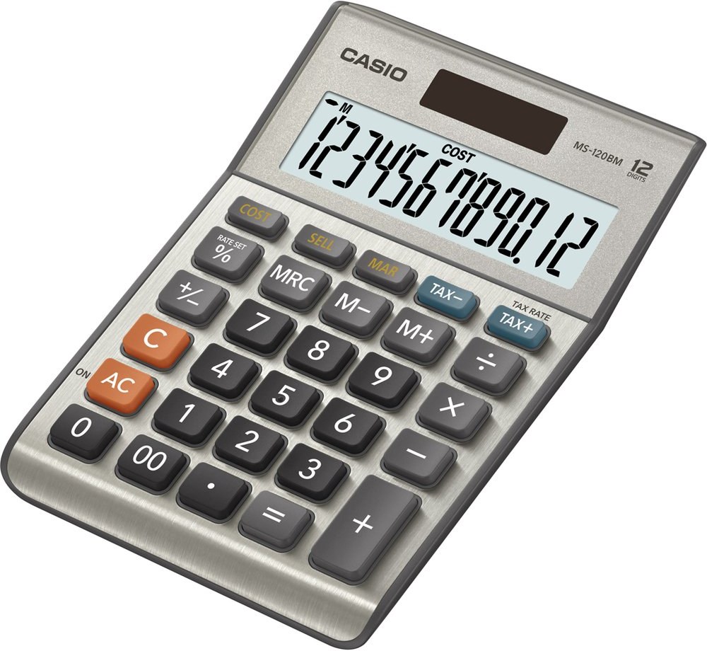 Casio MS 120 B MS kalkulačka stolná, strieborná