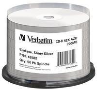 CD-R Verbatim 50 pack 52X/700MB/Shiny Silver AZO