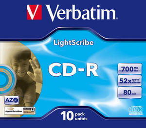CD-R Verbatim 52x/700MB/Jewel/AZO LightScribe