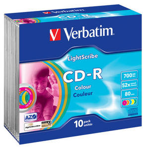 CD-R Verbatim 52x/700MB/Slim/AZO Colour LightScribe