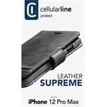 Cellularine Supreme kožené puzdro typu kniha pre Apple iPhone 12 Pro Max, čierna