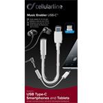Cellularline adaptér Music Enabler, USB-C na 3,5 mm jack, biela