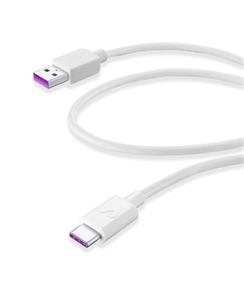 Cellularline kábel USB na USB-C M/M, prepojovací,uawei SuperCharge technologie 1,2m biely