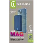 Cellularline MAG 5000 powerbanka s bezdrôtovým nabíjaním a podporou MagSafe, 5000 mAh, modrá