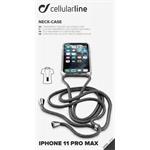 Cellularline Neck-Case transparentný zadný kryt s čiernou šnúrkou na krk pre Apple iPhone 11 Pro Max