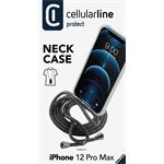 Cellularline Neck-Case transparentný zadný kryt s čiernou šnúrkou na krk pre Apple iPhone 12 PRO MAX