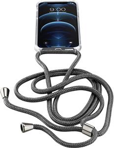 Cellularline Neck-Case transparentný zadný kryt s čiernou šnúrkou na krk pre Apple iPhone 12 PRO MAX