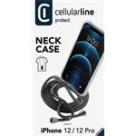 Cellularline Neck-Case transparentný zadný kryt s čiernou šnúrkou na krk pre Apple iPhone 12 PRO