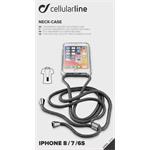 Cellularline Neck-Case transparentný zadný kryt s čiernou šnúrkou na krk pre Apple iPhone 6/7/8/SE (2020/2022)