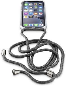 Cellularline Neck-Case transparentný zadný kryt s čiernou šnúrkou na krk pre Apple iPhone XR