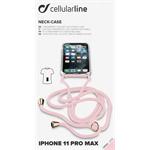 Cellularline Neck-Case transparentný zadný kryt s ružovou šnúrkou na krk pre Apple iPhone 11 Pro Max