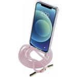 Cellularline Neck-Case transparentný zadný kryt s ružovou šnúrkou na krk pre Apple iPhone 12 MINI