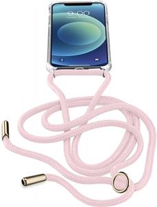 Cellularline Neck-Case transparentný zadný kryt s ružovou šnúrkou na krk pre Apple iPhone 12 MINI