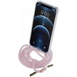 Cellularline Neck-Case transparentný zadný kryt s ružovou šnúrkou na krk pre Apple iPhone 12 PRO MAX