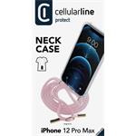 Cellularline Neck-Case transparentný zadný kryt s ružovou šnúrkou na krk pre Apple iPhone 12 PRO MAX