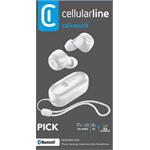 Cellularline Pick True Wireless bezdrôtové slúchadlá s nabíjacím puzdrom, biele
