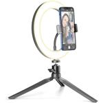 Cellularline Selfie Ring tripod s LED osvetlením pre selfie fotky a videa, čierny