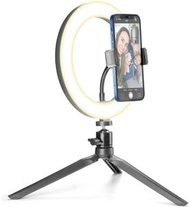 Cellularline Selfie Ring tripod s LED osvetlením pre selfie fotky a videa, čierny