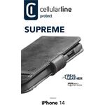 Cellularline Supreme kožené puzdro typu kniha pre Apple iPhone 14, černé