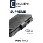 Cellularline Supreme kožené puzdro typu kniha pre Apple iPhone 14 Plus, čierne