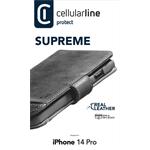 Cellularline Supreme kožené puzdro typu kniha pre Apple iPhone 14 PRO, čierne