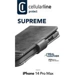 Cellularline Supreme kožené puzdro typu kniha pre Apple iPhone 14 PRO MAX, čierne