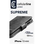 Cellularline Supreme prémiové kožené puzdro typu kniha pre Apple iPhone 13 Mini, čierne